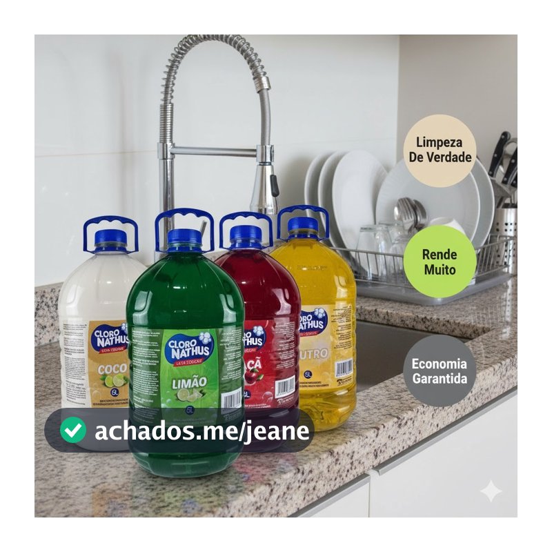 Detergente Lava Louças 5L 💧 Alto Poder De Limpeza | Rende Muito + Brilho Impecável