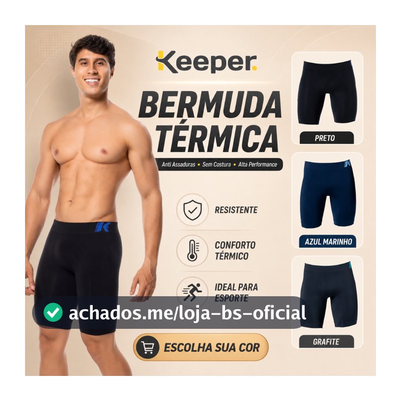 Bermuda Térmica Keeper Anti Assaduras Resistente sem Costura Masculina Sport Alta Performance Lisa