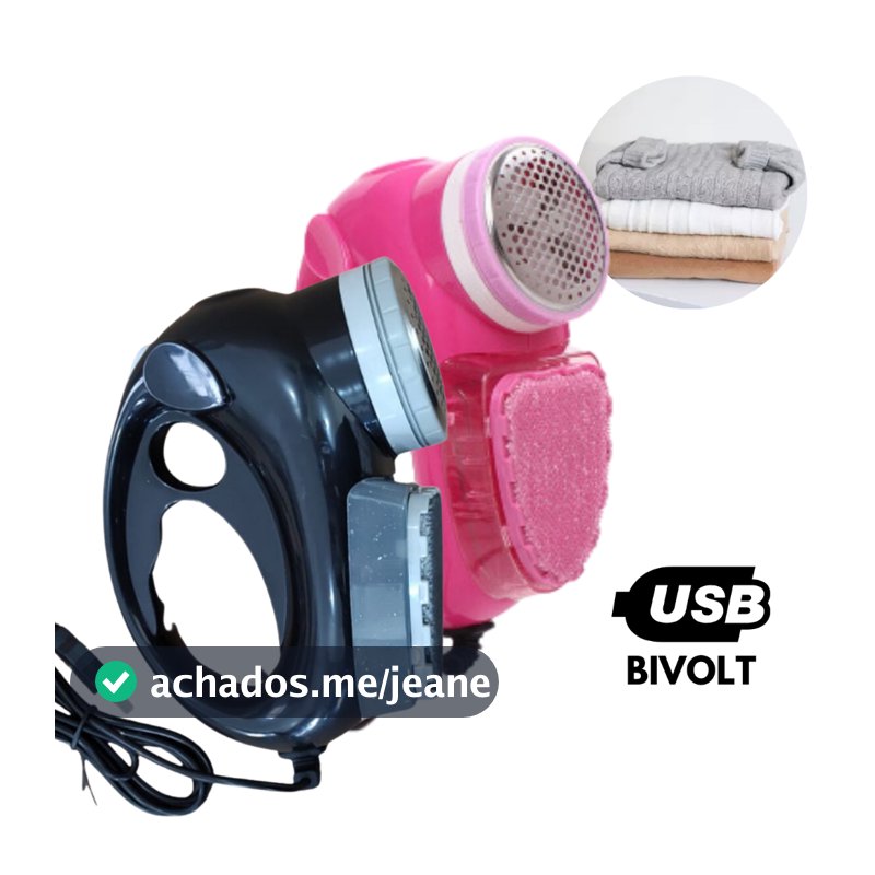 Papa Bolinha Bolinhas e Tira Pelos Elétrico USB Bivolt Cores Preto e Rosa