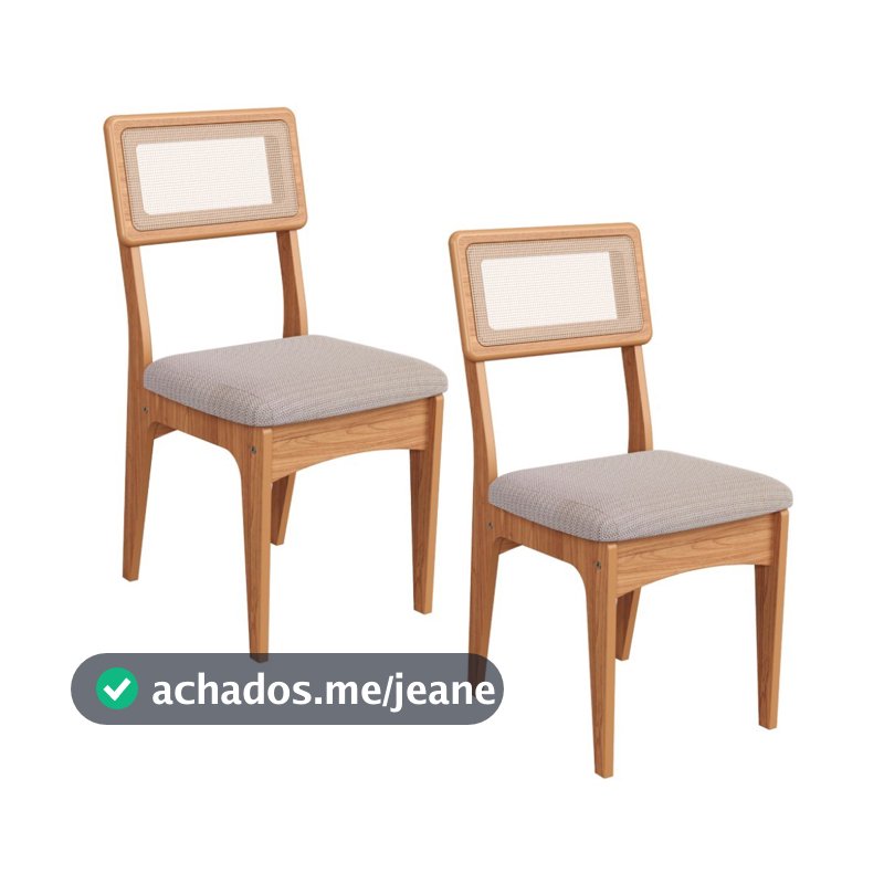 Kit 2 Cadeiras com 100% Mdf Freijó/Bege Claro J20 - Dalla Costa