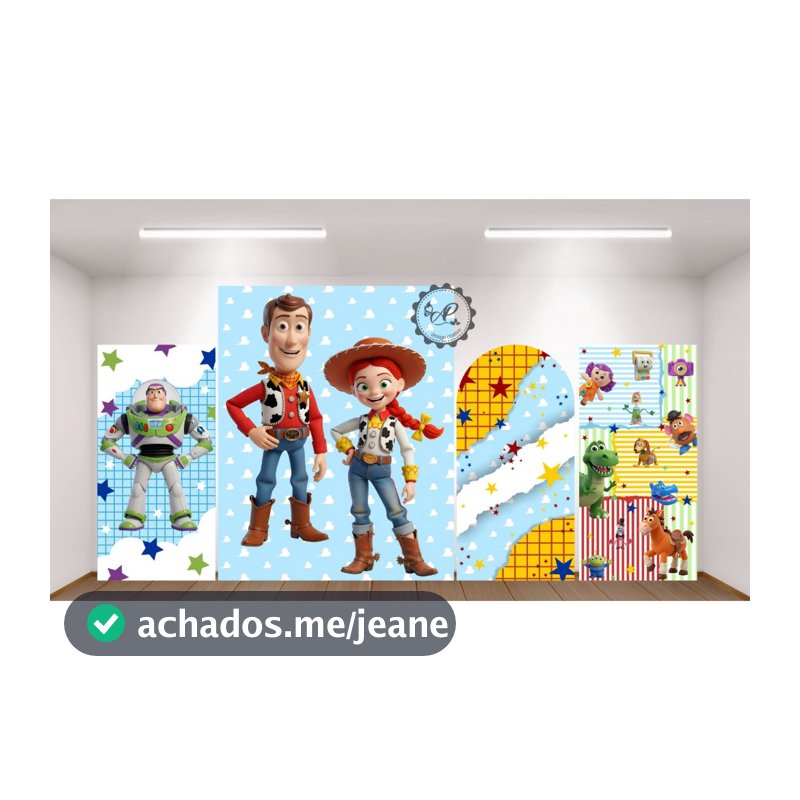 SUPER KIT PAINEL DE FESTA TOY STORY EM TECIDO SUBLIMADO - PAINEL 220X150 + 2X1