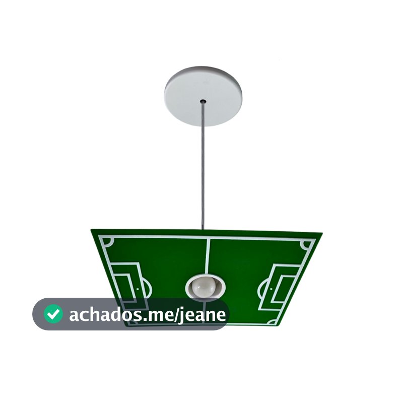 Luminária Pendente Infantil Campo Futebol Bola Para Led Quarto Jogador Game Menino A Copa do Mundo