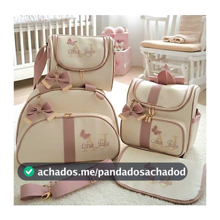 kit de Bolsas Maternidade Luxo para Mamãe e Bebê Personalizado Bordado com Nome 4 peças Mochila Mala Frasqueira Trocador