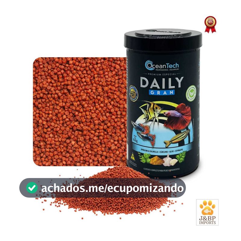 Ração Ocean Tech Daily Gran Para Peixes Ornamentais - Potes 25g/ 60g/125g Nutrição Premium Completa