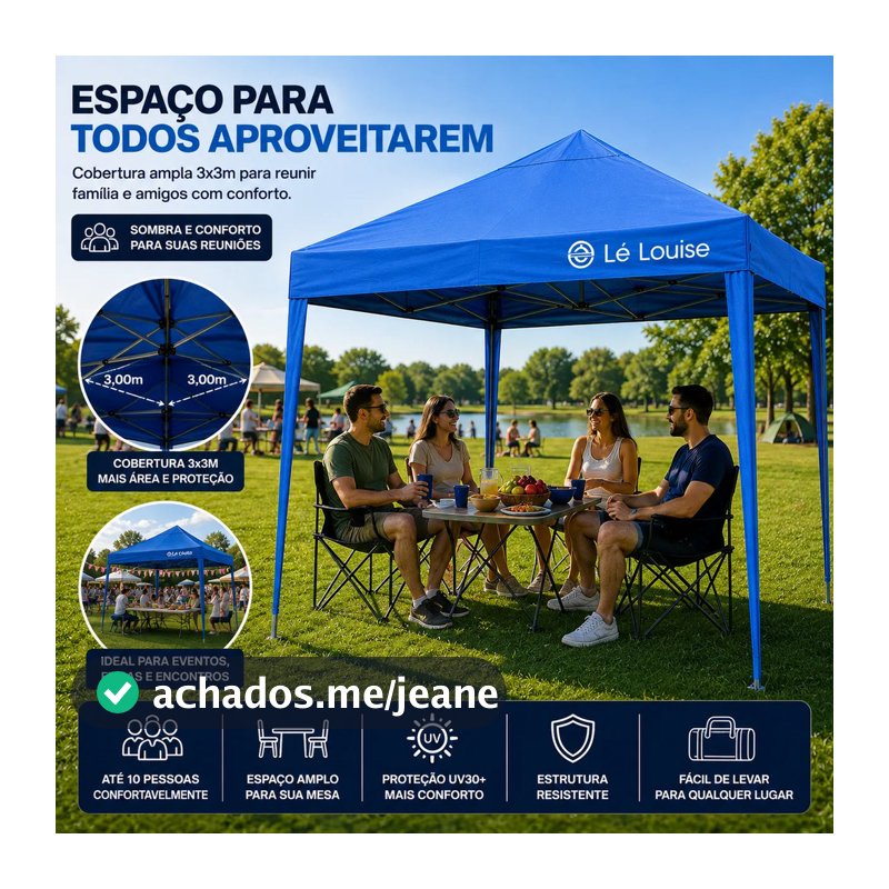 Tenda Sanfonada Proteção Uv 3x3m Gazebo Ajustável C/ Bolsa