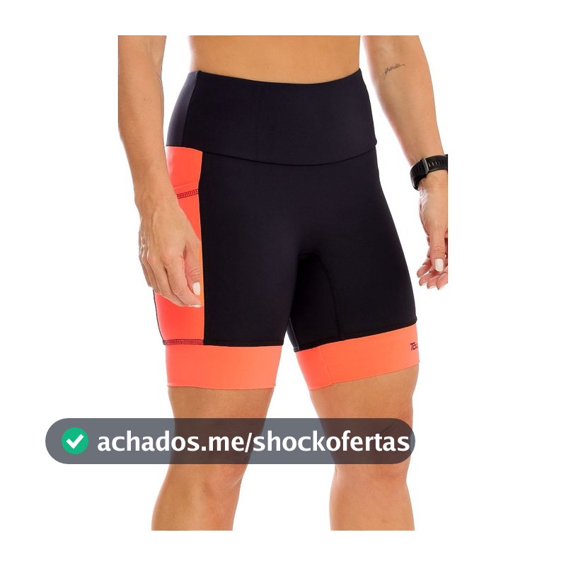 Bermuda Compress Max PRETO COM  LARANJA