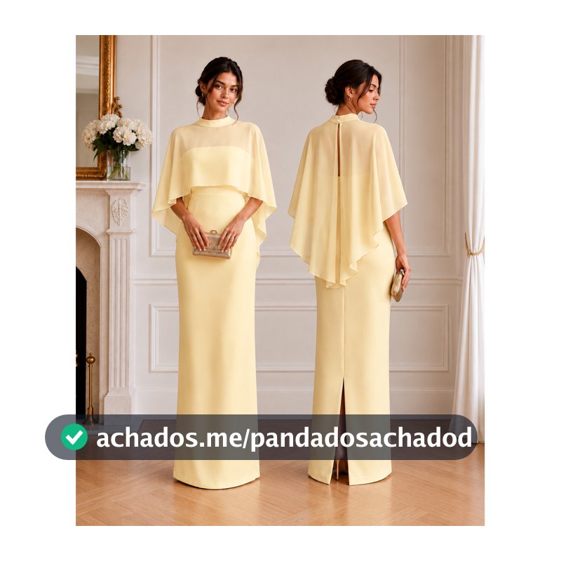 Vestido Longo Feminino Festa Tubinho Com Capa Elegante Luxo