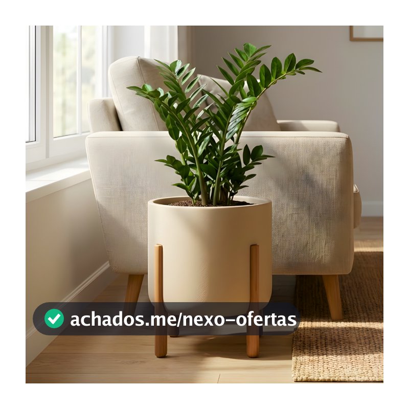 Vaso Para Plantas Polietileno Com Suporte De Madeira Decoração Sala 30x26