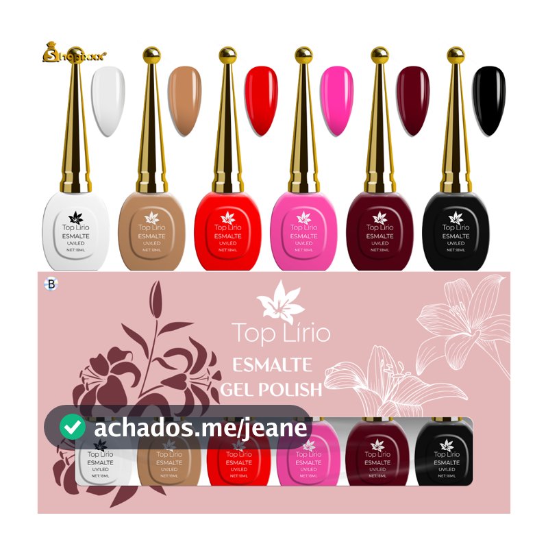 Kit 6 Esmalte Gel Led Uv Lirio Nail Gel Color Coat 18ml Uv/Led Cores Novas Vivas E Vibrantes