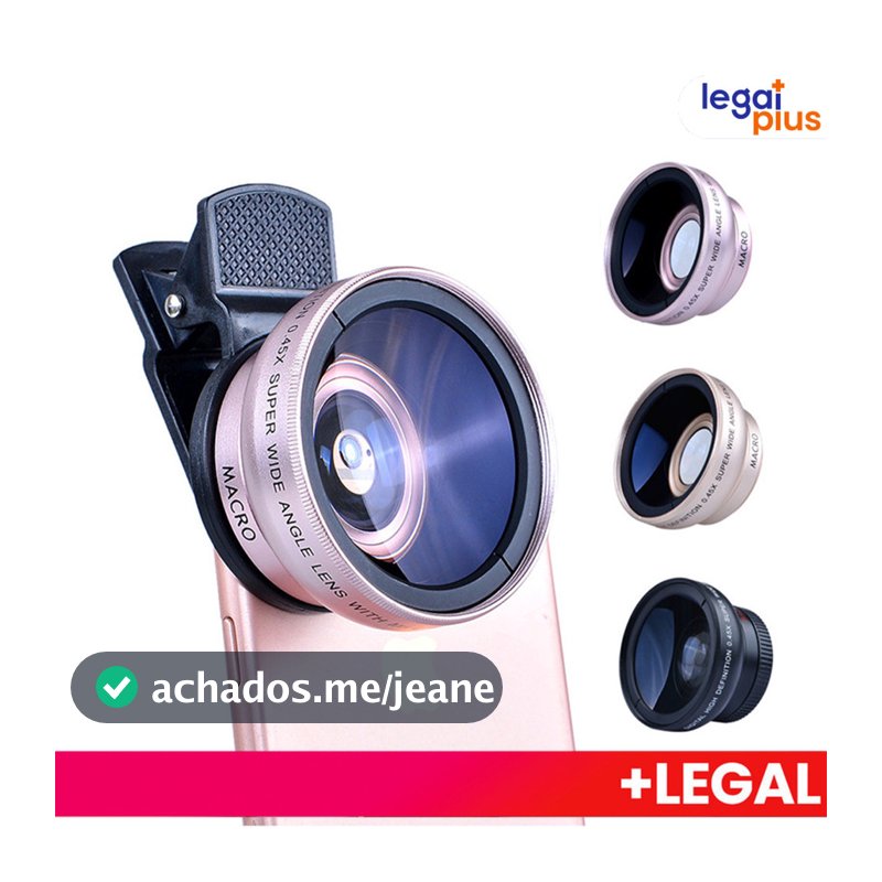 Kit de Clip de Lente HD Externa para Celular 2em1 Lente  Super Macro e Grande Angular Compatível com todos os telefones