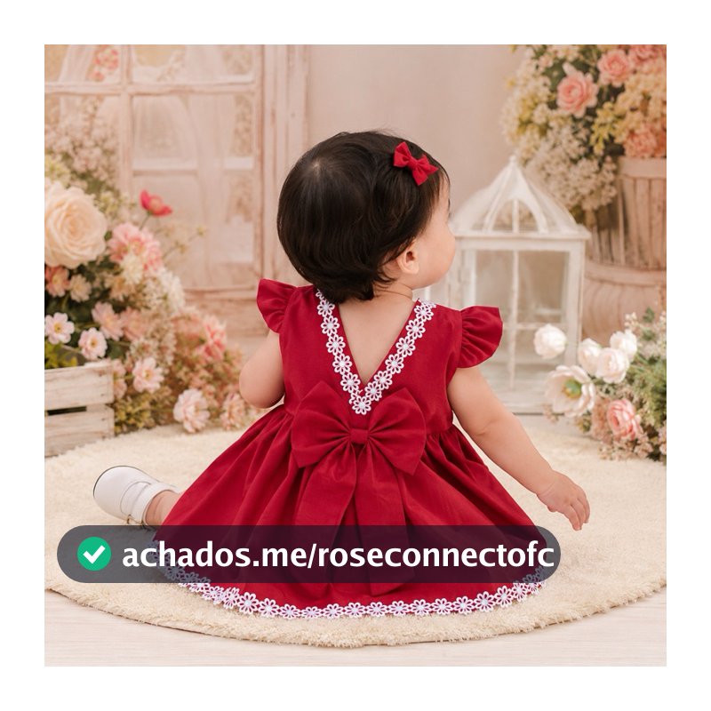 VESTIDO INFANTIL BEBÊ MENINA BATIZADO/ ANO NOVO/ NATAL/PRESENTE/NATALINO/VERMELHO/BRANCO