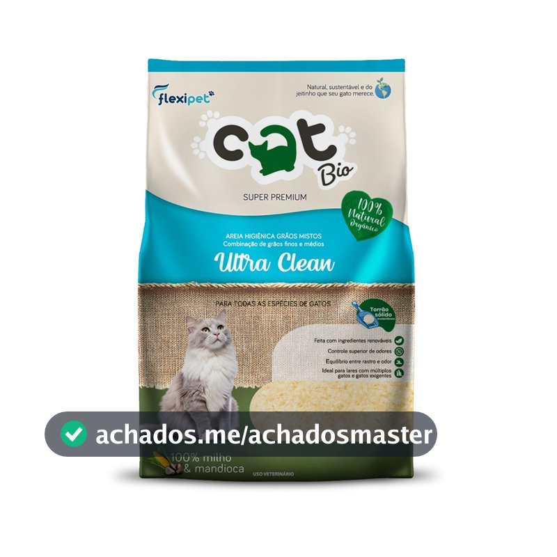 Areia Higiênica Biodegradável para Gatos - Catbio Milho e Mandioca - Ultra Clean - Grãos Mistos