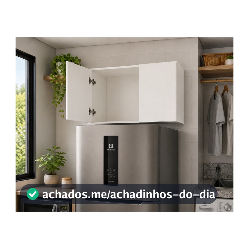 Armario Aereo Multi Uso Para Lavanderia Geladeira em MDF Branco Alta Qualidade