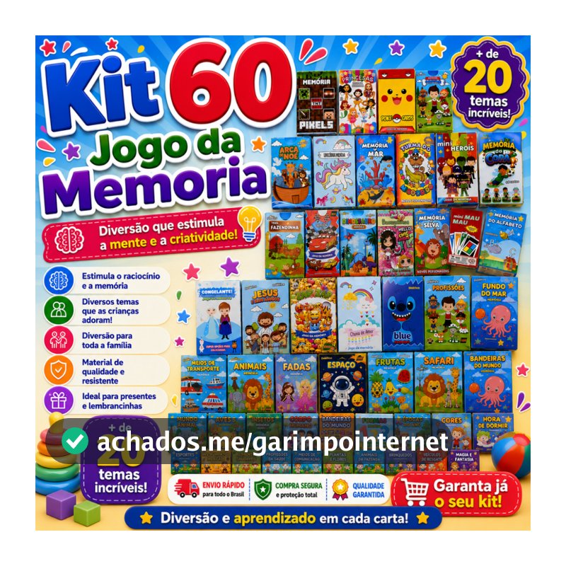 Kit 60 Jogo da Memoria Infantil p/ Kit Festa Lembrancinha Prenda Brinquedo Educativo Didatico