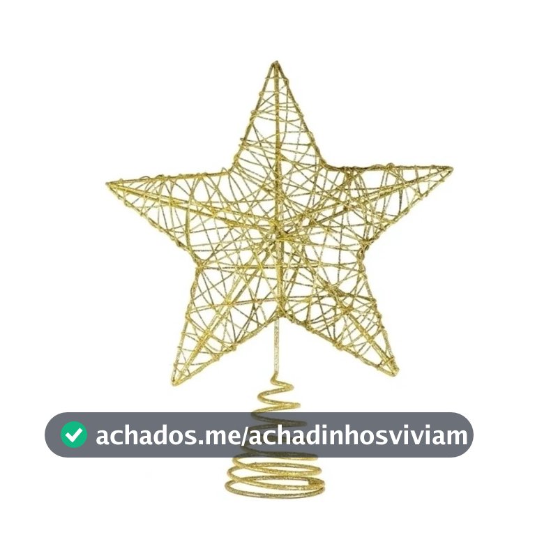 Ponteira de Estrela com Glitter Dourado Decoração Enfeite Árvore Natal Lindas Dourado
