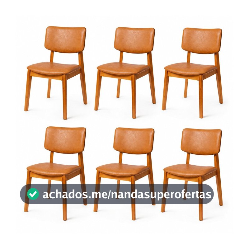 Kit 6 Cadeira de Jantar Madeira Maciça Manuela Estofada Premium Ergonomica Premium Confortável Di Franco Luxo Resistente