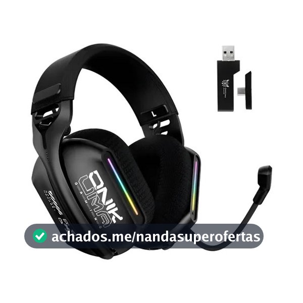 Headset Gamer RGB Sem Fio Wireless 2.4GHz Bluetooth 5.3 Wired USB -C Microfone Para PS5 PC e Celular