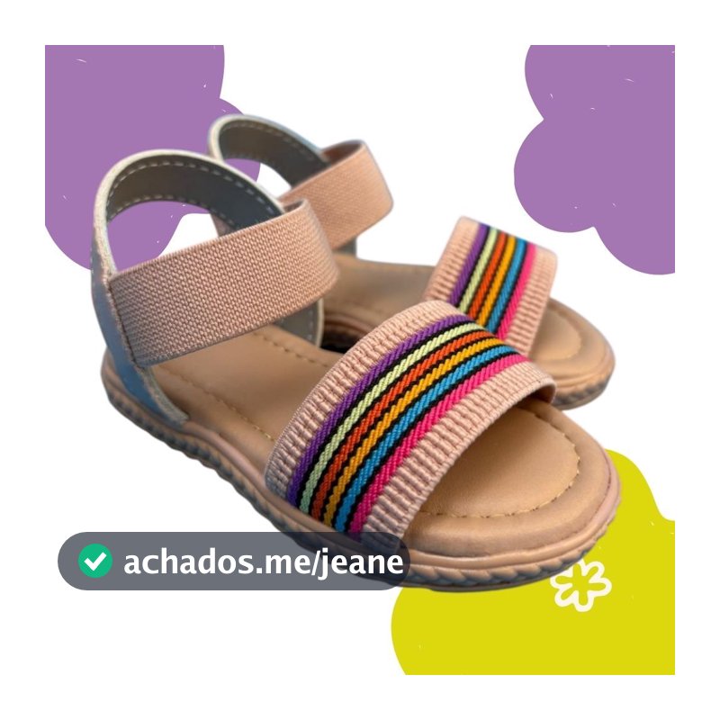 Sandália Infantil Menina Bebê Elásticos Arco Íris Calce Fácil Rasteirinha Baby Feminina