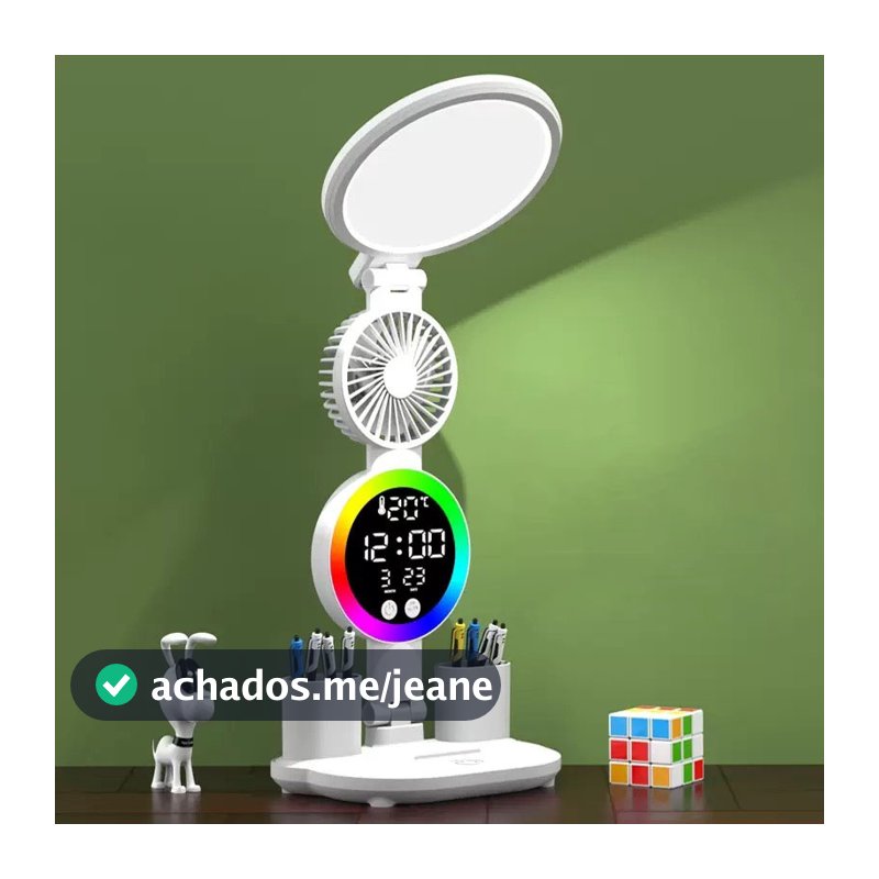 Luminária De Mesa Led Luminária De Ventilador De Relógio