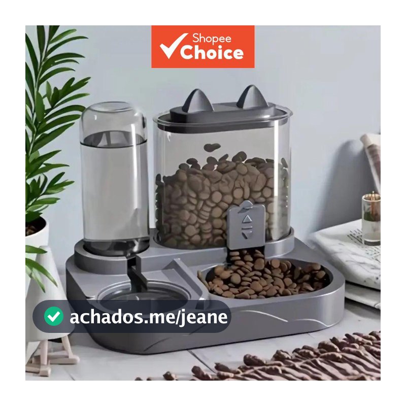 Dispensador automático de ração e fonte de água combinados, grande capacidade para armazenamento e distribuição de