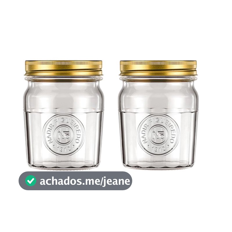 Kit 2 Potes De Vidro Americano Vintage Retrô 500ml - Nadir