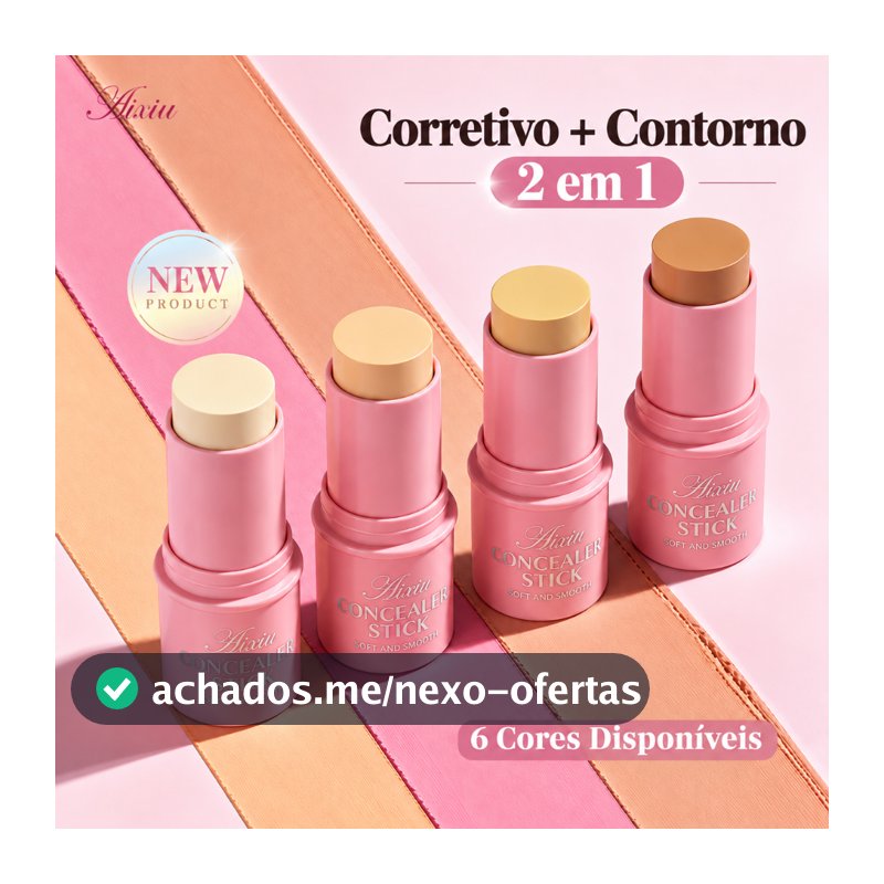 Bastão Corretivo e Contorno 2 em 1 Iluminador À Prova d'Água Longa Duração Alta Cobertura Maquiagem Facial