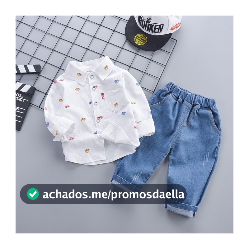 Bebê Menino 0-6 Anos De Idade Conjunto De 2 Peças Manga Longa Moda Camiseta Primavera Terno Lapela Camisa Padrão Dos Des