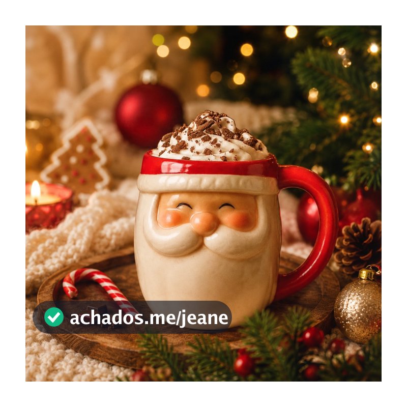 Caneca Natal Papai Noel 330ml Cerâmica Com Alça Presente Natalina Presenteável Decoração