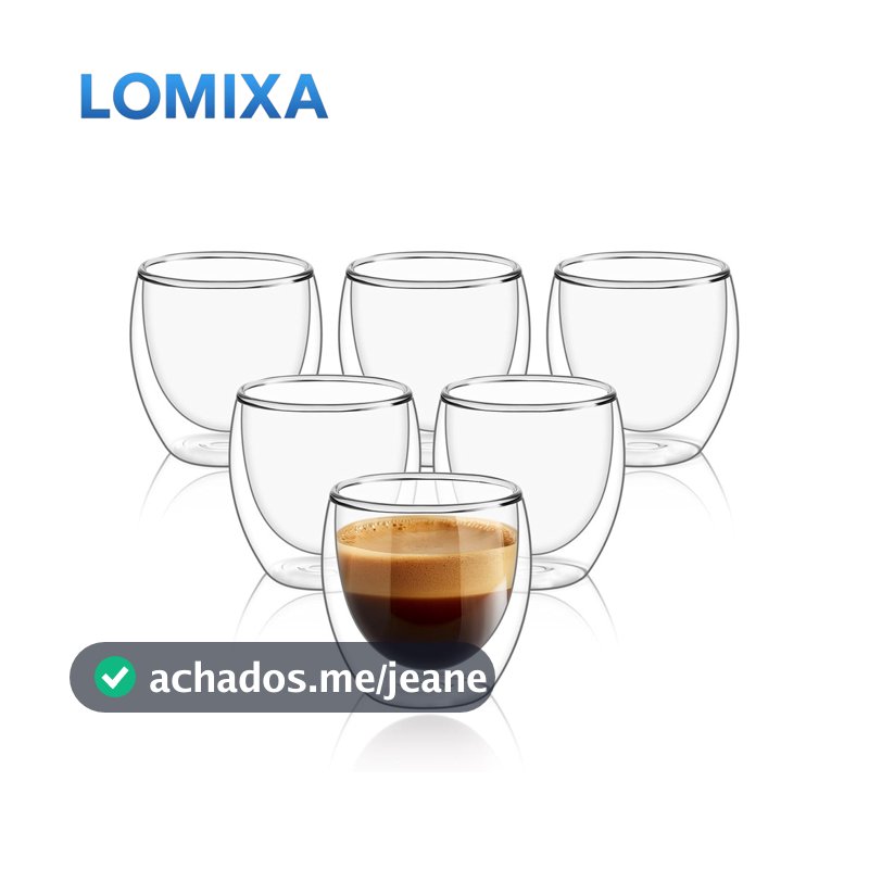 Kit 6 Xícaras de Café de Vidro com Duplo Isolamento Térmico 80ml