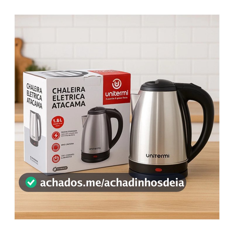 UNITERMI Chaleira Elétrica 1,8 Litros Inox Ideal para Chá, Café e Chimarrão