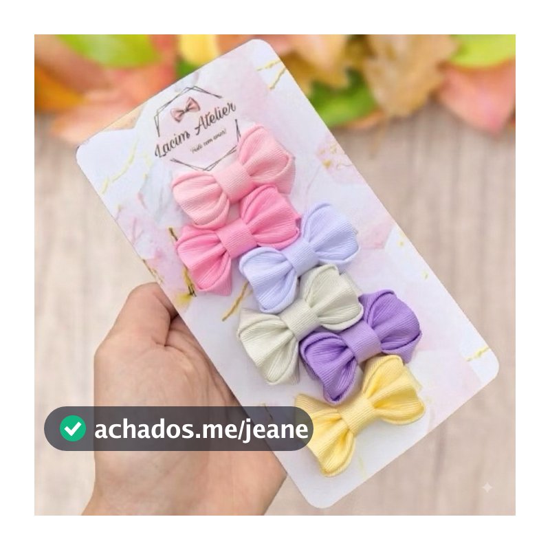 Kit 6 laços ou par Infantil laço 100% Encapadas com Borrachinha Antideslizante Presilha de 4,5cm Bebê Menina