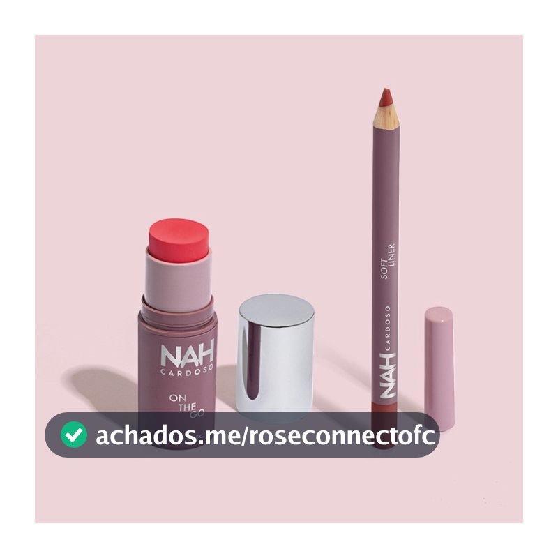 Combo By Nah Cardoso:  Lápis Contorno Labial Rosa Bold 1,1g +  Blush Stick Marrom Lovely 5g