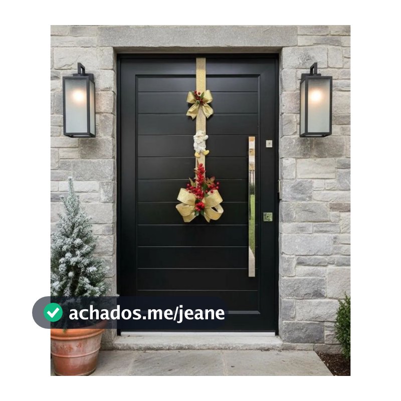 Arranjo Guirlanda Natal Pendente Porta Duplaface Escapulário Dourado
