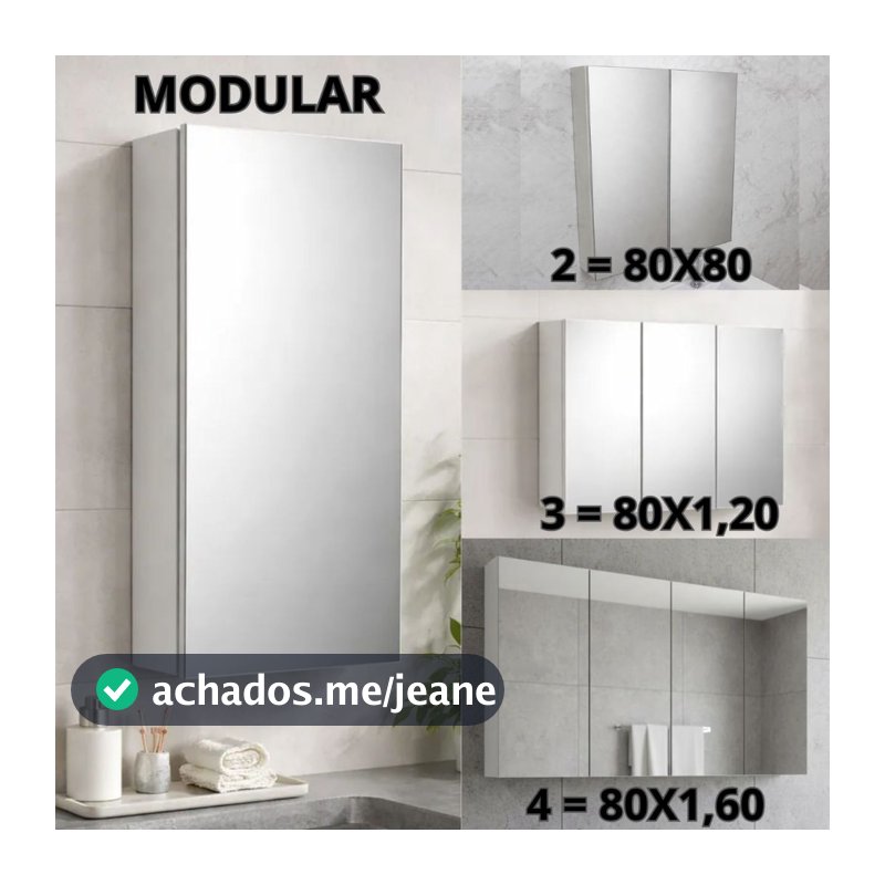 1 Un. -  Aéreo com Espelho MDF 15mm 80x40 Modular Grande - Montado - 80cm/120cm/160cm - Diversas Possibilidades