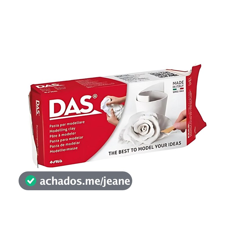 Massa de Modelar 1kg DAS Branca Cerâmica Fria para Escultura e Artesanato Sem Forno
