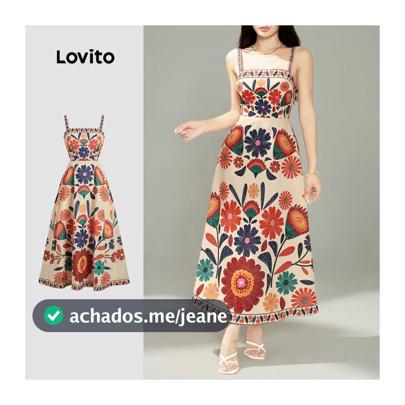 Lovito Férias Vestido Vestido Resort Com Zíper Para Primavera/verão Feminino LBL29256