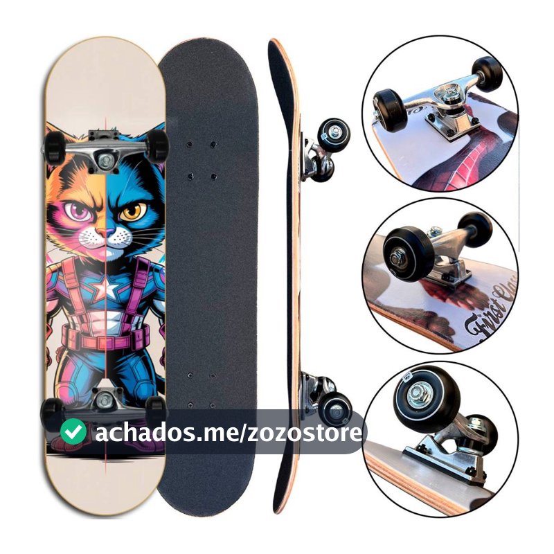 Skate Iniciante Completo Rolamento Abec 5 para crianças e adultos Ate 80kg