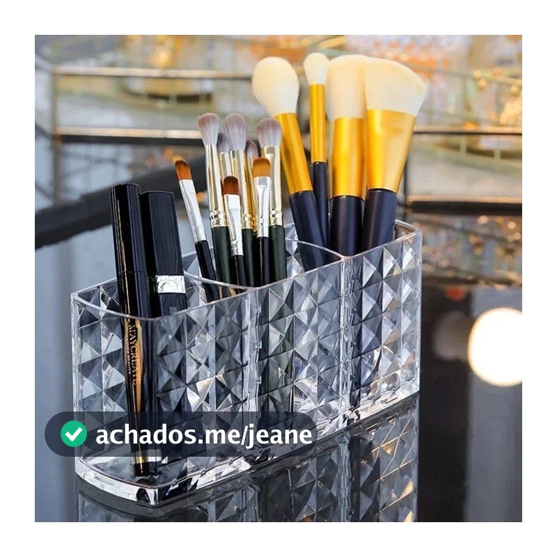 AYU Organizador Acrílico Diamante Porta Pincéis e Cosméticos / Suporte de Mesa Multiuso