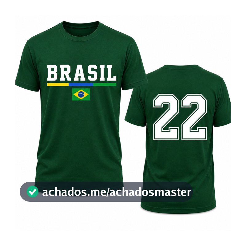 Camiseta Brasil Número 22 Unissex Em Algodão Confortável Com Estampa Frontal Brasil E Número Nas Costas Envio Rápido