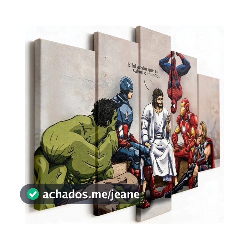 Kit Quadro Decorativo Sala Quarto Luxo Jesus E Foi Assim Que Eu Salvei O Mundo Super Heróis