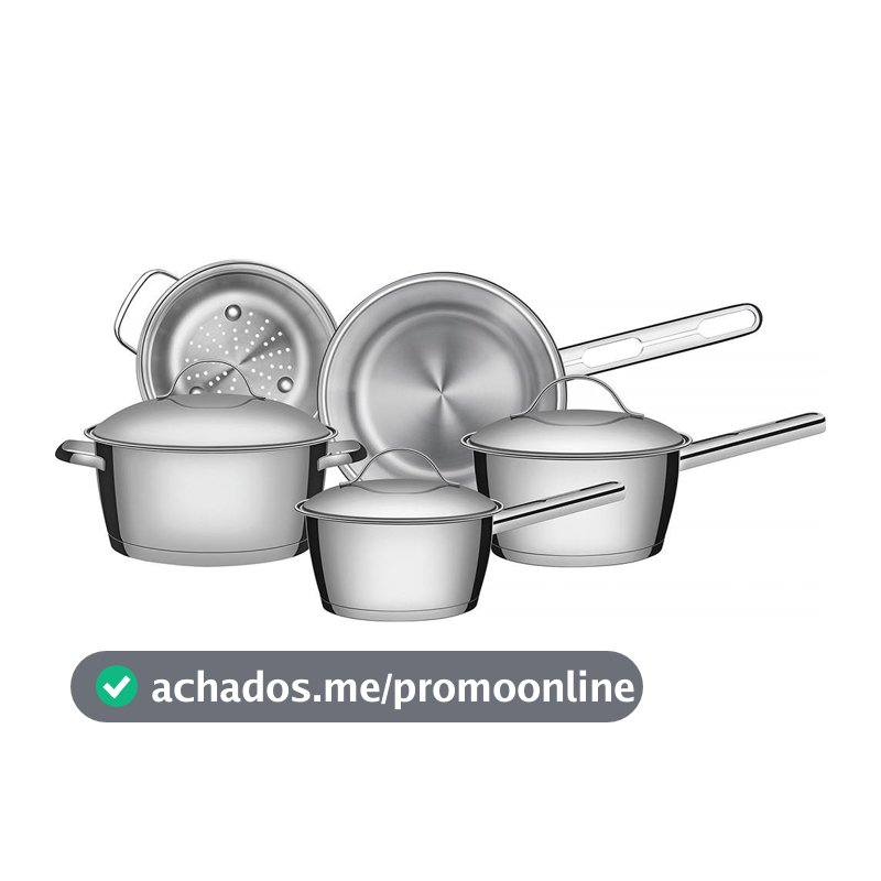Jogo de Panelas de Aço Inox Indução Tramontina 5 Peças Allegra