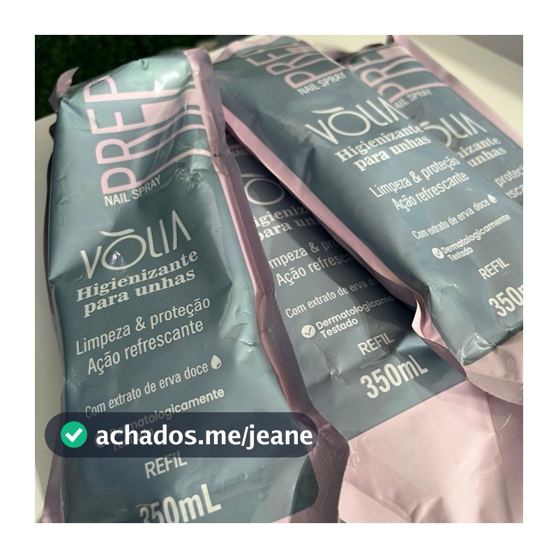 Sachê Prep Refil Volia 350ML- Spray Higienizante Para Unhas