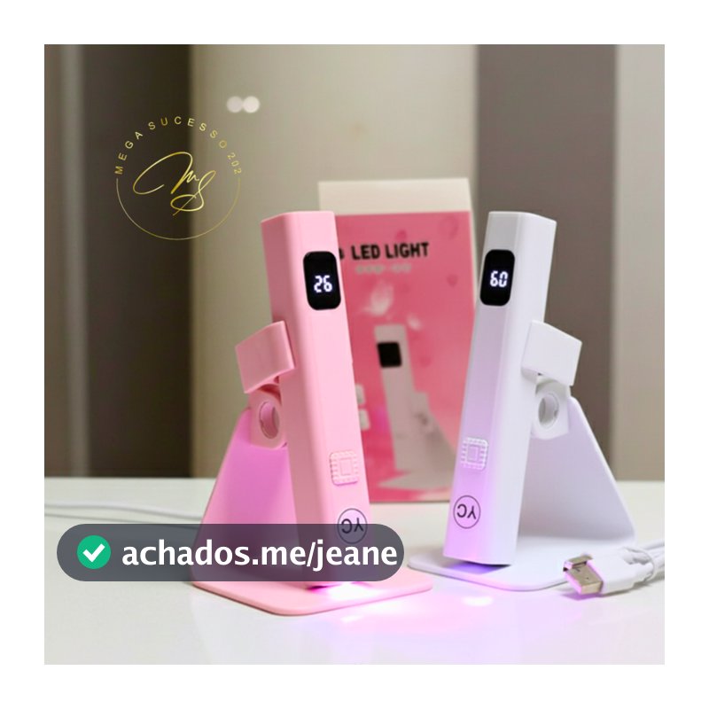 Lâmpada UV/LED Portátil c/ Suporte Unhas Recarregável via USB-C, Ideal para Nail Art - SQ7032