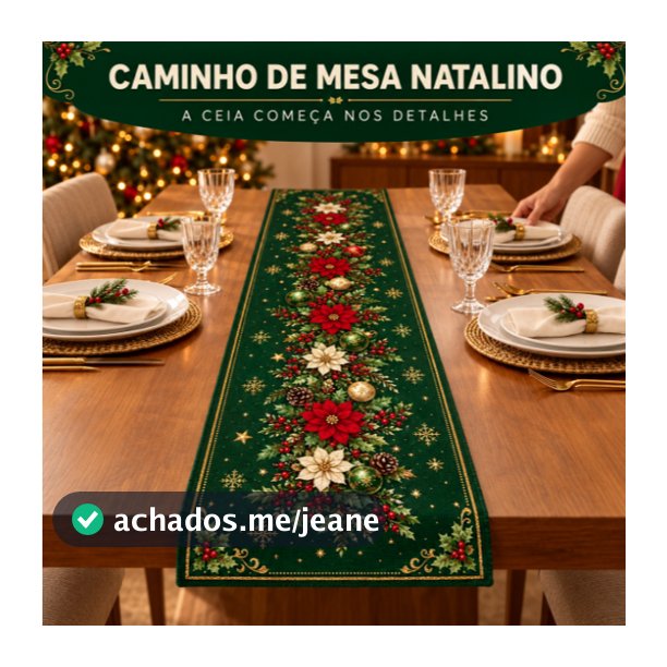 Caminho de Mesa Natal Verde e Vermelho – Oxford Estampado – Decoração Natalina Mesa Posta Ceia
