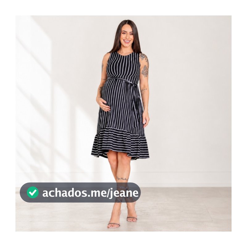 Vestido Gestante Midi Listrado Viscolycra Confortável para Maternidade