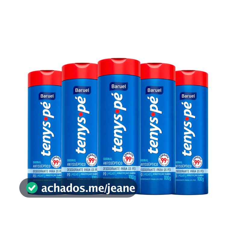 Kit 5un Talco Tenys Pé Baruel Tradicional 100g