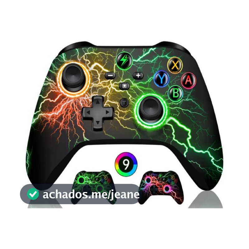 Controle Bluetooth Knup KP-GM032 RGB Gamer Multifuncional Android iOS PC Nintendo Switch Sem Fio Preto