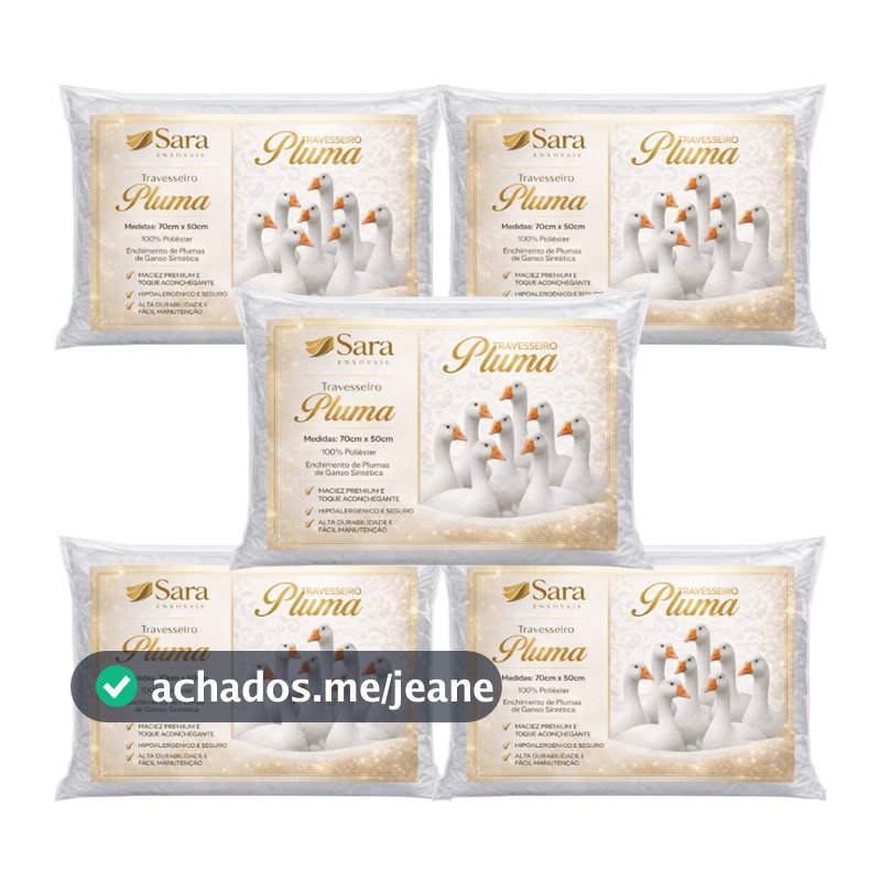 Kits Travesseiro Pluma de Ganso Descanso Antiacaro 70x50cm