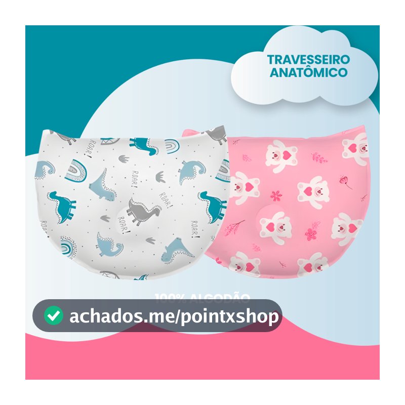 Travesseiro Cabeça Chata para recém nascido 100% algodão anatômico