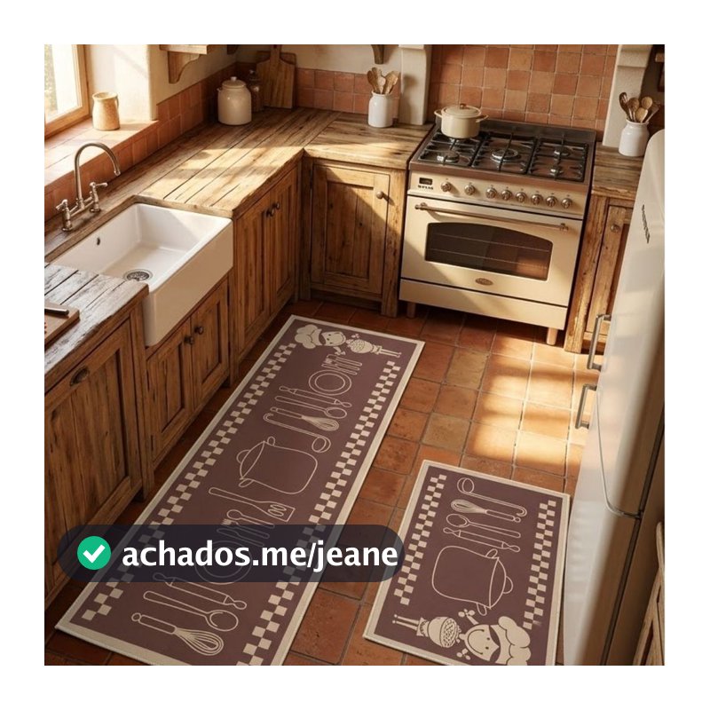 Jogo de 2 Tapetes para Cozinha Passadeira e Tapete Antiderrapante Emborrachada Qualidade Resistente